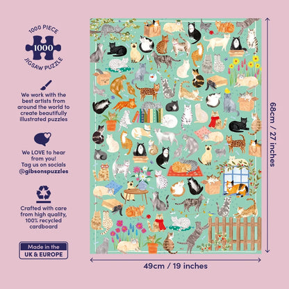 Gibsons Games Art File: It's A Cat's Life 1000 Piece Jigsaw Puzzle Toys G7227