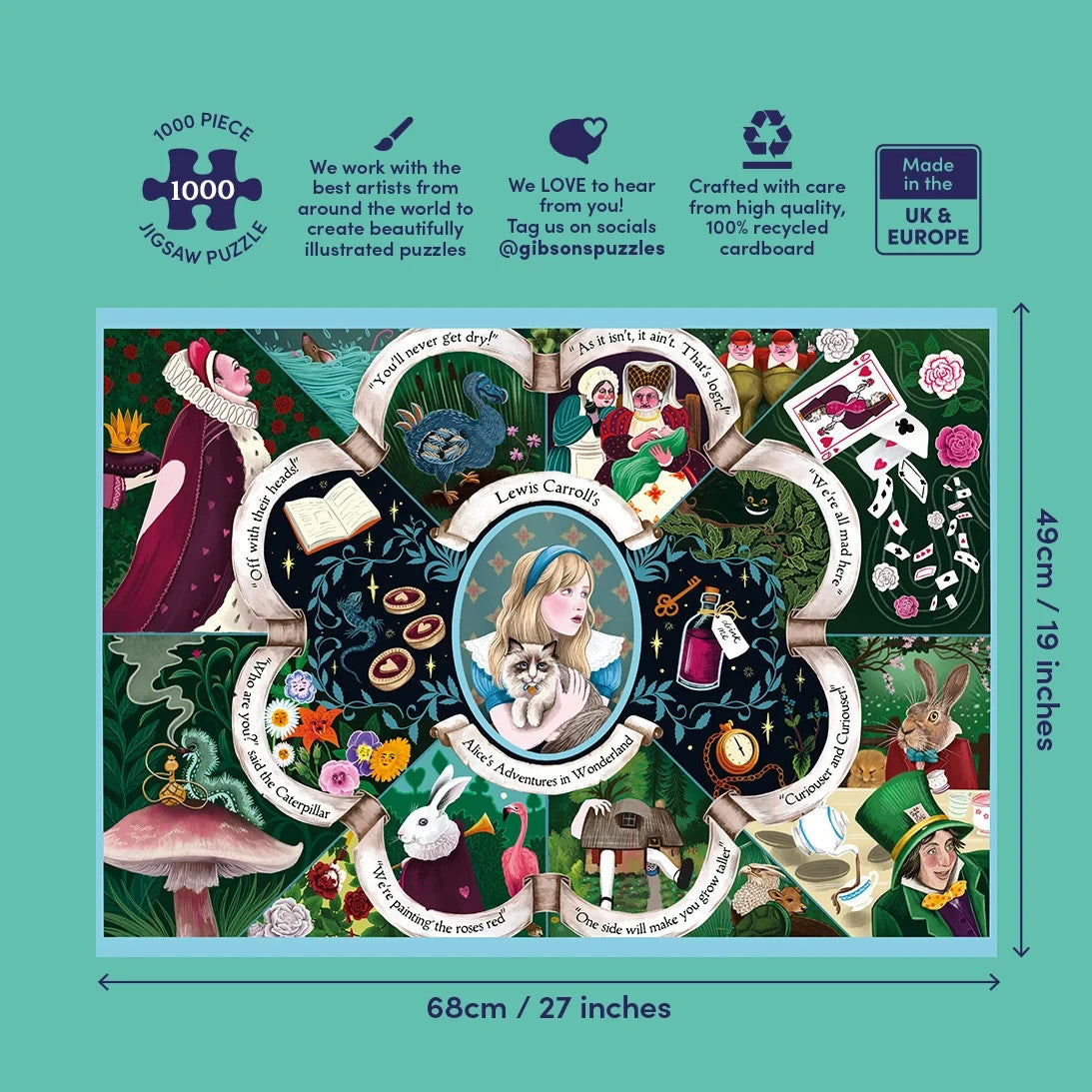 Gibsons Games Alice's Adventures In Wonderland 1000 Piece Jigsaw Puzzle G7191