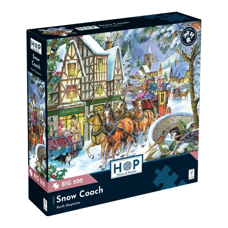 House Of Puzzles Snow Coach Big 500 Piece Jigsaw Puzzle Toys HP0545