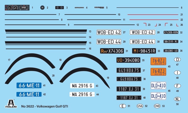 ITALERI 1:24 1/24 VW VOLKSWAGEN GOLF GTI RABBIT SCALE MODEL CAR KIT 3622