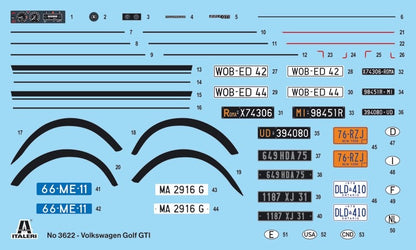 ITALERI 1:24 1/24 VW VOLKSWAGEN GOLF GTI RABBIT SCALE MODEL CAR KIT 3622