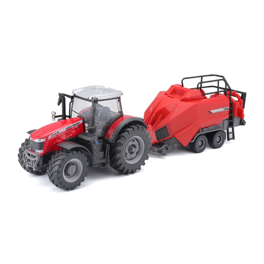 Burago 10cm Massey Fergusson 8740S Tractor with Baler Lifter B18-31667