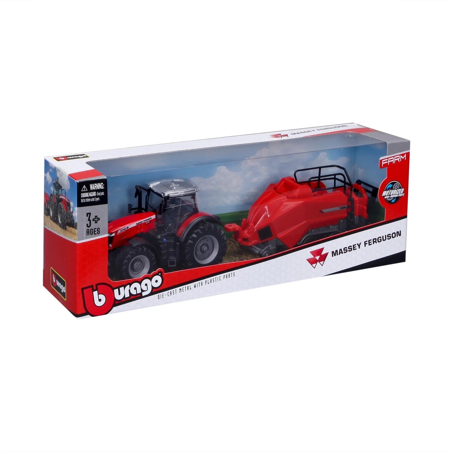 Burago 10cm Massey Fergusson 8740S Tractor with Baler Lifter B18-31667