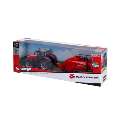 Burago 10cm Massey Fergusson 8740S Tractor with Baler Lifter B18-31667